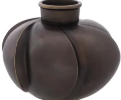 Casa Padrino Luxus Deko Messing Vase Bronze Ø 19 x H. 15 cm - Luxus Qualität