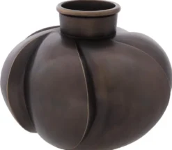 Casa Padrino Luxus Deko Messing Vase Bronze Ø 19 x H. 15 cm - Luxus Qualität