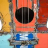 Casa Padrino Luxus Deko Objekt 37 x 10 x H. 100 cm - Dekorative Gitarre aus recyceltem Ölfass Metall - Luxus Deko Accessoires