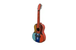 Casa Padrino Luxus Deko Objekt 37 x 10 x H. 100 cm - Dekorative Gitarre aus recyceltem Ölfass Metall - Luxus Deko Accessoires