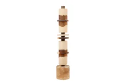 Casa Padrino Luxus Deko Objekt Cremeweiß / Braun Ø 11 x H. 62,7 cm - Hohe Skulptur Strata aus Kunstharz und Sand - Luxus Deko Accessoires