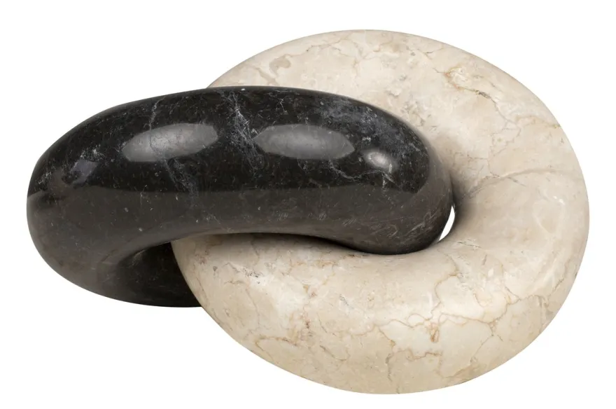 Casa Padrino Luxus Deko Objekt 21 x 17 x H. 11 cm - Ketten Objekt aus Onyx und schwarzem Marmor - Luxus Deko Accessoires