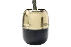 Casa Padrino Luxus Deko Objekt Gold / Schwarz Ø 18 x H. 21,2 cm - Weinkühler aus massivem poliertem Messing mit schwarzem Boden - Luxus Deko Accessoires