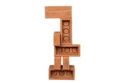 Casa Padrino Luxus Deko Objekt Naturfarben 30 x 22 x H. 61 cm - Skulpturales Objekt aus Terrakotta-Ziegeln und unbehandeltem Messing - Luxus Deko Accessoires