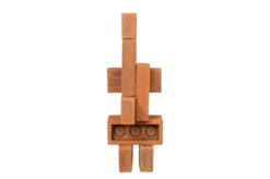 Casa Padrino Luxus Deko Objekt Naturfarben 30 x 22 x H. 61 cm - Skulpturales Objekt aus Terrakotta-Ziegeln und unbehandeltem Messing - Luxus Deko Accessoires