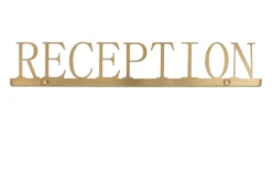 Casa Padrino Luxus Deko Objekt Gold 35,4 x 1,1 x H. 6 cm - Edelstahl Schriftzug Reception in gebürsteter Goldoptik - Luxus Deko Accessoires