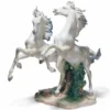 Casa Padrino Luxus Deko Porzellan Skulptur Pferde H. 53 cm - Handgefertigt