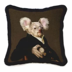 Casa Padrino Luxus Deko Samt Kissen Sir Koala Bär Braun / Schwarz 45 x 45 cm