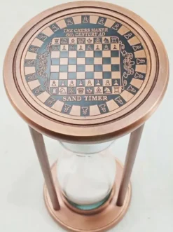 Casa Padrino Luxus Deko Sanduhr Antik Kupfer / Schwarz / Weiß Ø 10 x H. 26 cm - Schreibtisch Deko - Wohnzimmer Deko - Luxus Deko - Deko Accessoires