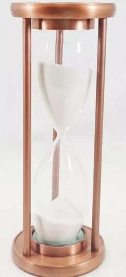 Casa Padrino Luxus Deko Sanduhr Antik Kupfer / Schwarz / Weiß Ø 10 x H. 26 cm - Schreibtisch Deko - Wohnzimmer Deko - Luxus Deko - Deko Accessoires