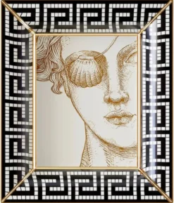 Casa Padrino Luxus Deko Schale Frau mit Augenklappe Weiß / Schwarz / Gold 20,5 x 17,5 x H. 13,5 cm - Handbemalte Porzellan Schale - Luxus Qualität - Made in Italy