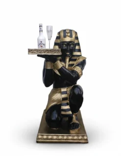 Casa Padrino Luxus Deko Skulptur Statue Pharao Einem Tablett H. 90 cm - Deko Skulptur - Deko Figur - Tierfigur - Gartendeko