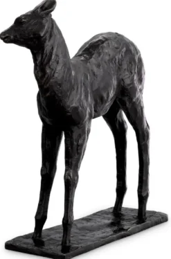 Casa Padrino Luxus Deko Skulptur Reh 25,5 x 9 x H. 32 cm - Bronze Deko Skulptur - Bronze Deko Figur - Schreibtisch Deko - Wohnzimmer Deko - Luxus Qualität