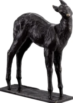 Casa Padrino Luxus Deko Skulptur Reh 25,5 x 9 x H. 32 cm - Bronze Deko Skulptur - Bronze Deko Figur - Schreibtisch Deko - Wohnzimmer Deko - Luxus Qualität