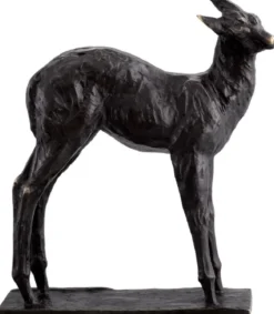 Casa Padrino Luxus Deko Skulptur Reh 25,5 x 9 x H. 32 cm - Bronze Deko Skulptur - Bronze Deko Figur - Schreibtisch Deko - Wohnzimmer Deko - Luxus Qualität