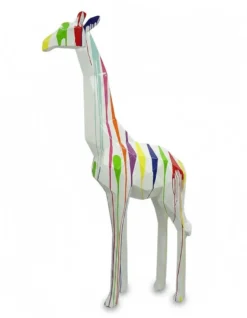 Casa Padrino Luxus Deko Skulptur Giraffe Facettierter Trash H. 200 cm - Riesige Gartenskulptur - Lebensgroße Skulptur - XXL Deko Skulptur - XXL Deko Figur