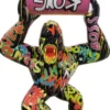 Casa Padrino Luxus Deko Skulptur Gorilla Affe mit Fass Schwarz / Bunt H. 250 cm - Große Deko Figur - XXL Deko Skulptur - XXL Deko Figur - Wohnzimmer Deko - Garten Deko - Luxus Figuren