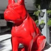 Casa Padrino Luxus Deko Skulptur Hund Bulldogge Rot 220 x 130 x H. 250 cm - Riesige Garten Skulptur - Riesige Garten Figur - XXL Deko Skulptur - XXL Deko Figur - XXL Tierfigur