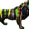Casa Padrino Luxus Deko Skulptur Löwe Schwarz / Mehrfarbig 100 x H. 68 cm - Große Deko Figur - XXL Deko Skulptur - XXL Deko Figur - XXL Tierfigur - Wohnzimmer Deko - Garten Deko - Deko XXL Figuren