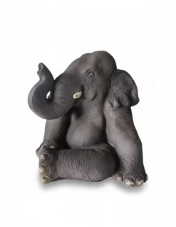 Casa Padrino Luxus Deko Skulptur Elefant Sitzend H. 51 cm - Deko Skulptur - Deko Figur - Tierfigur - Gartendeko