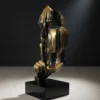 Casa Padrino Luxus Deko Skulptur Statue Trash Gold Gesichtsmaske H. 50 cm - Deko Skulptur - Deko Figur - Tierfigur - Gartendeko