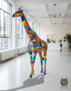 Casa Padrino Luxus Deko Skulptur Giraffe Mosaik H. 320 cm - Riesige Gartenskulptur - Lebensgroße Skulptur - XXL Deko Skulptur - XXL Deko Figur
