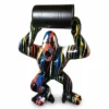 Casa Padrino Luxus Deko Skulptur Affe Gorilla Matte Barrel Mülleimer H. 140 cm - Riesige Gartenskulptur - Lebensgroße Skulptur - XXL Deko Skulptur - XXL Deko Figur