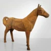 Casa Padrino Luxus Deko Skulptur Kuh Corten Facettiertes Pferd H. 190 cm - Riesige Gartenskulptur - Lebensgroße Skulptur - XXL Deko Skulptur - XXL Deko Figur