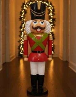 Casa Padrino Luxus Deko Skulptur Weihnachtsfigur Nussknacker H. 180 cm - Riesige Gartenskulptur - Lebensgroße Skulptur - XXL Deko Skulptur - XXL Deko Figur