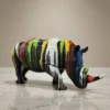 Casa Padrino Luxus Deko Skulptur Tier Lebensgroßes Trash Nashorn H. 180 cm - Riesige Gartenskulptur - Lebensgroße Skulptur - XXL Deko Skulptur - XXL Deko Figur