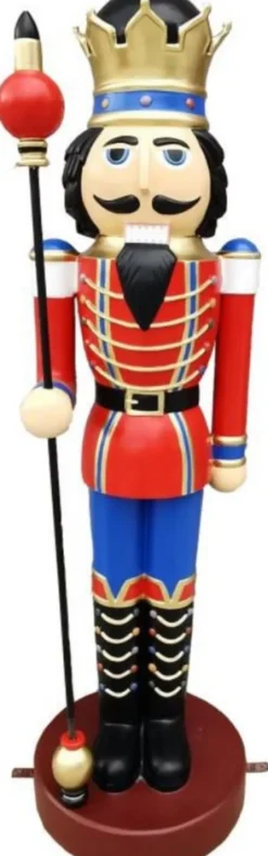 Casa Padrino Luxus Deko Skulptur Nussknacker König Mehrfarbig / Gold H. 200 cm - Weihnachts Deko Figur - XXL Deko Skulptur - XXL Deko Figur - XXL Weihnachts Skulptur - Weihnachts Deko Accessoires