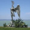 Casa Padrino Luxus Deko Skulptur Engel Silber H. 230 cm - Riesige Garten Figur