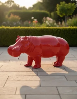 Casa Padrino Luxus Deko Skulptur Nilpferd H. 45 cm - Deko Skulptur - Deko Figur - Tierfigur - Gartendeko
