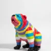 Casa Padrino Luxus Deko Skulptur Hund Gestreifte Sitzend Bulldogge H. 67 cm - Deko Skulptur - Deko Figur - Tierfigur - Gartendeko