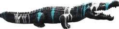 Casa Padrino Luxus Deko Skulptur Krokodil Schwarz / Weiß / Türkis 108 cm - Wetterbeständige Gartenskulptur - XXL Deko Skulptur - XXL Deko Figur - Tierfigur - Garten Deko - Luxus Deko Accessoires