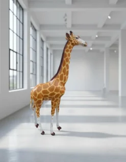 Casa Padrino Luxus Deko Skulptur Giraffe Realistisch H. 210 cm - Riesige Gartenskulptur - Lebensgroße Skulptur - XXL Deko Skulptur - XXL Deko Figur