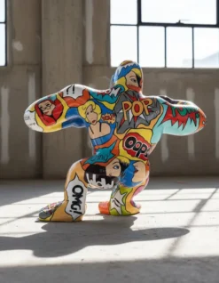 Casa Padrino Luxus Deko Skulptur Affe Kong Wütende Pop Art Gorilla H. 102 cm - Riesige Gartenskulptur - Lebensgroße Skulptur - XXL Deko Skulptur - XXL Deko Figur