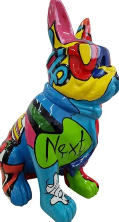 Casa Padrino Luxus Deko Skulptur Hund Bulldogge Bunt H. 78 cm - Große Deko Figur - XXL Deko Skulptur - XXL Deko Figur - Wohnzimmer Deko - Garten Deko - Luxus Deko XXL Figuren