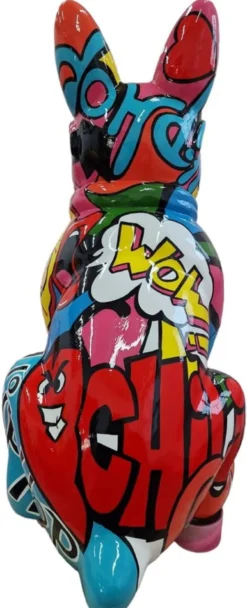 Casa Padrino Luxus Deko Skulptur Hund Bulldogge Bunt H. 78 cm - Große Deko Figur - XXL Deko Skulptur - XXL Deko Figur - Wohnzimmer Deko - Garten Deko - Luxus Deko XXL Figuren