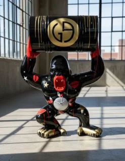 Casa Padrino Luxus Deko Skulptur Affe Gorilla Barrel Star H. 98 cm - Deko Skulptur - Deko Figur - Tierfigur - Gartendeko