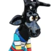 Casa Padrino Luxus Deko Skulptur Rentier Hirsch Schwarz / Mehrfarbig H. 100 cm - Große Deko Figur - XXL Deko Skulptur - XXL Deko Figur - Wohnzimmer Deko - Garten Deko - Luxus Deko XXL Figuren