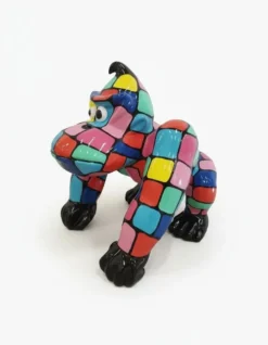 Casa Padrino Luxus Deko Skulptur Affe Gorilla Bunt H. 70 cm - Deko Skulptur - Deko Figur - Tierfigur - Gartendeko