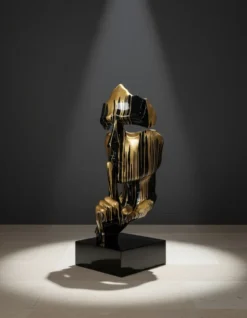 Casa Padrino Luxus Deko Skulptur Statue Gold Silberne Trash Gesichtsmaske H. 170 cm - Riesige Gartenskulptur - Lebensgroße Skulptur - XXL Deko Skulptur - XXL Deko Figur