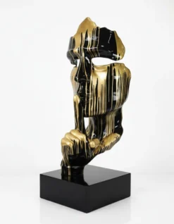 Casa Padrino Luxus Deko Skulptur Statue Gold Silberne Trash Gesichtsmaske H. 170 cm - Riesige Gartenskulptur - Lebensgroße Skulptur - XXL Deko Skulptur - XXL Deko Figur