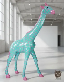 Casa Padrino Luxus Deko Skulptur Giraffe H. 230 cm - Riesige Gartenskulptur - Lebensgroße Skulptur - XXL Deko Skulptur - XXL Deko Figur