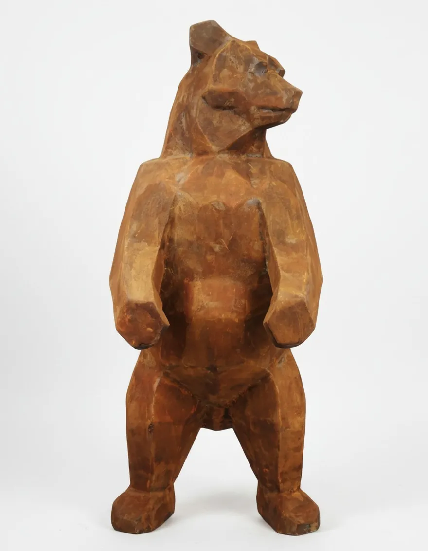 Casa Padrino Luxus Deko Skulptur Bär Kopie Des Großen Stehenden Facettierten H. 190 cm - Riesige Gartenskulptur - Lebensgroße Skulptur - XXL Deko Skulptur - XXL Deko Figur