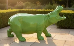Casa Padrino Luxus Deko Skulptur Nilpferd H. 70 cm - Deko Skulptur - Deko Figur - Tierfigur - Gartendeko