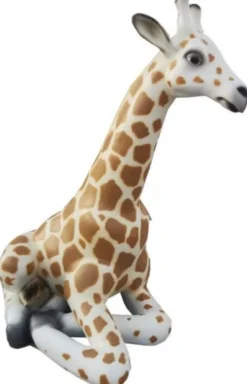 Casa Padrino Luxus Deko Skulptur Giraffe Weiß / Braun / Schwarz H. 80 cm - Große Deko Figur - XXL Deko Skulptur - XXL Deko Figur - XXL Tierfigur - Wohnzimmer Deko - Garten Deko - Deko XXL Figuren