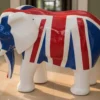 Casa Padrino Luxus Deko Skulptur Elefant English FLAG H. 60 cm - Deko Skulptur - Deko Figur - Tierfigur - Gartendeko