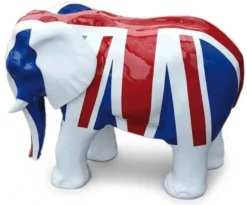 Casa Padrino Luxus Deko Skulptur Elefant English FLAG H. 60 cm - Deko Skulptur - Deko Figur - Tierfigur - Gartendeko